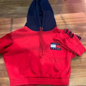 Vintage Tommy Hilfiger Cropped Hoodie y2k Tommy Jeans